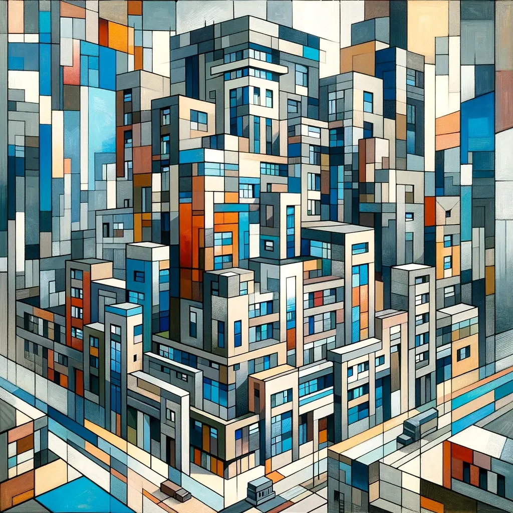 Cubist painting of a hotel in fragmented geometric forms — pilots that never cohere