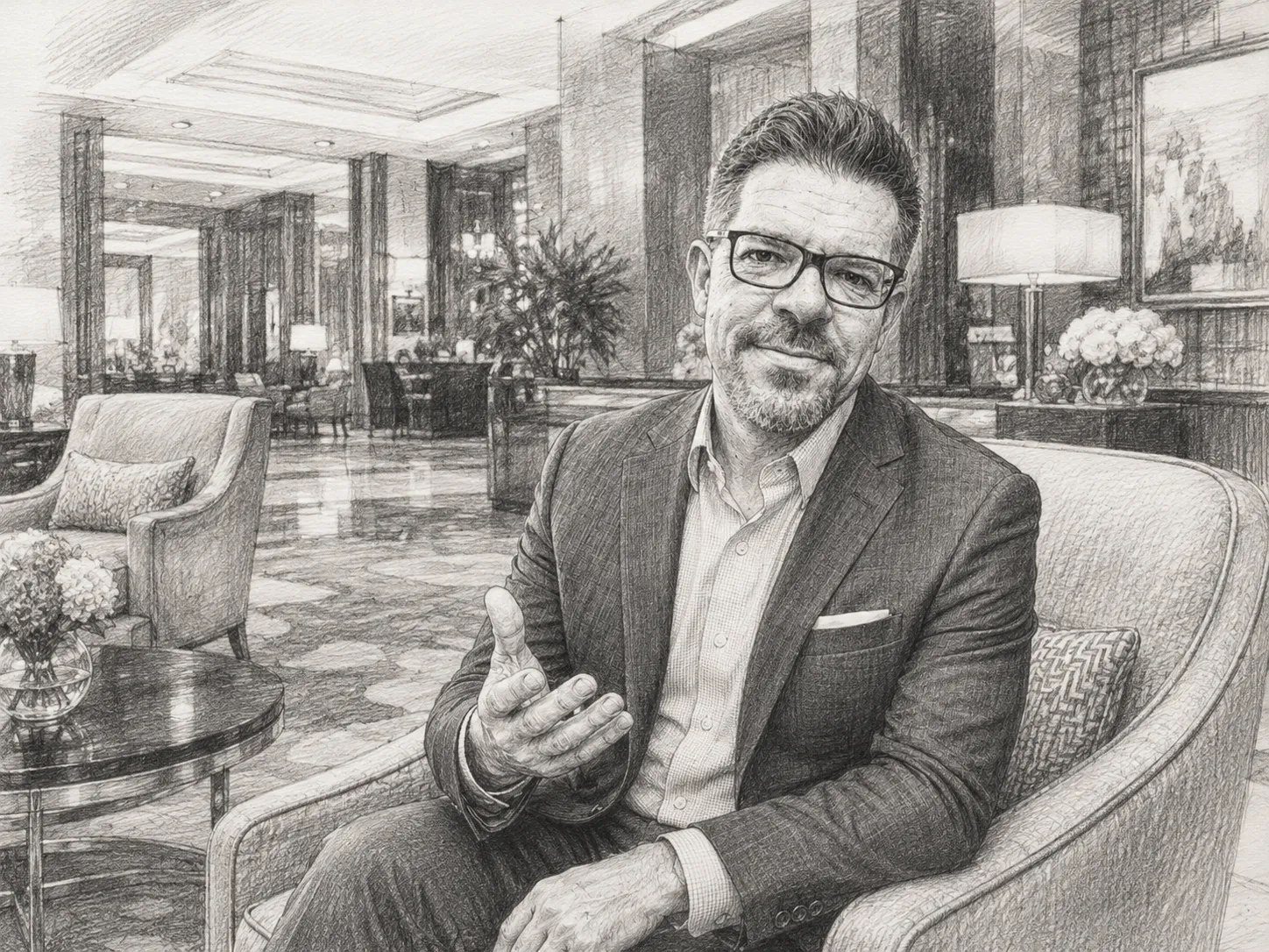 Steven Nichols, founder of GuestEx, in a hotel lobby